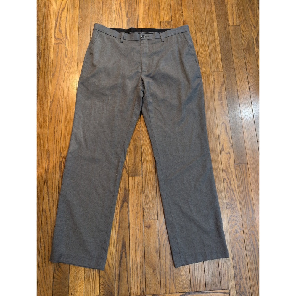 Marc Anthony Mens Slim Fit Herringbone Flat Front Trousers Charcoal‎ Gray 36x32